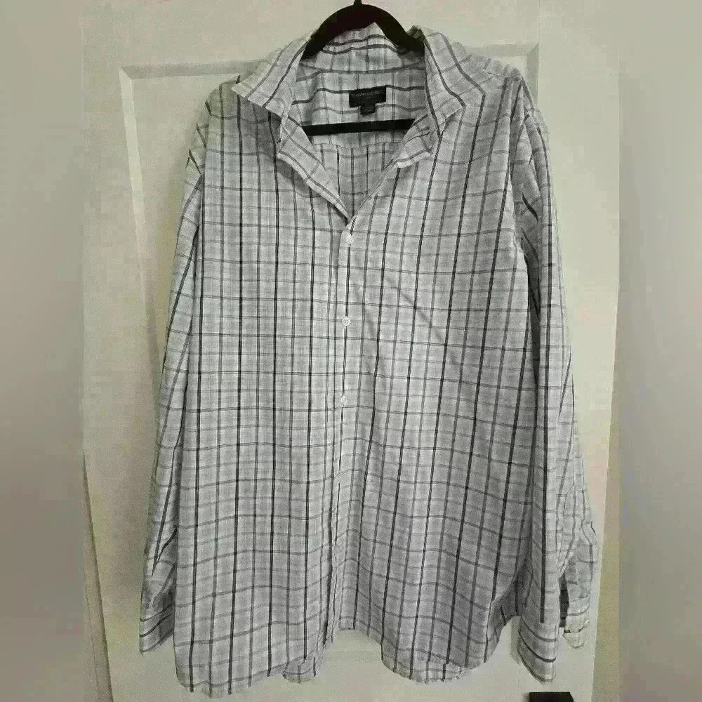 BANANA REPUBLIC mens dress shirt, blue and white, size xxl 18-18  1/2, slim fit